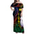 New Caledonia Kanaky Personalized Family Matching Off Shoulder Maxi Dress and Hawaiian Shirt Fleche Faitiere Mix Kagu