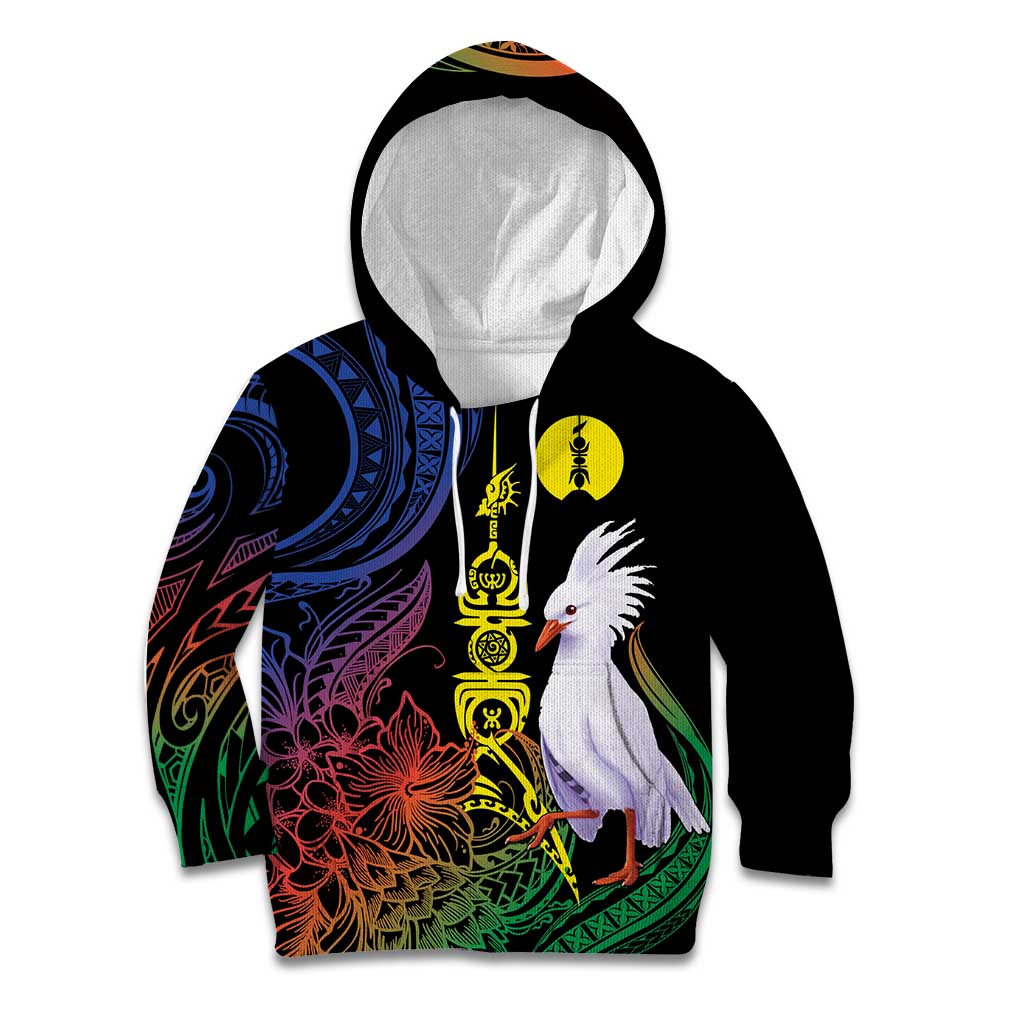 New Caledonia Kanaky Personalized Kid Hoodie Fleche Faitiere Mix Kagu LT7 Hoodie Colorful - Polynesian Pride