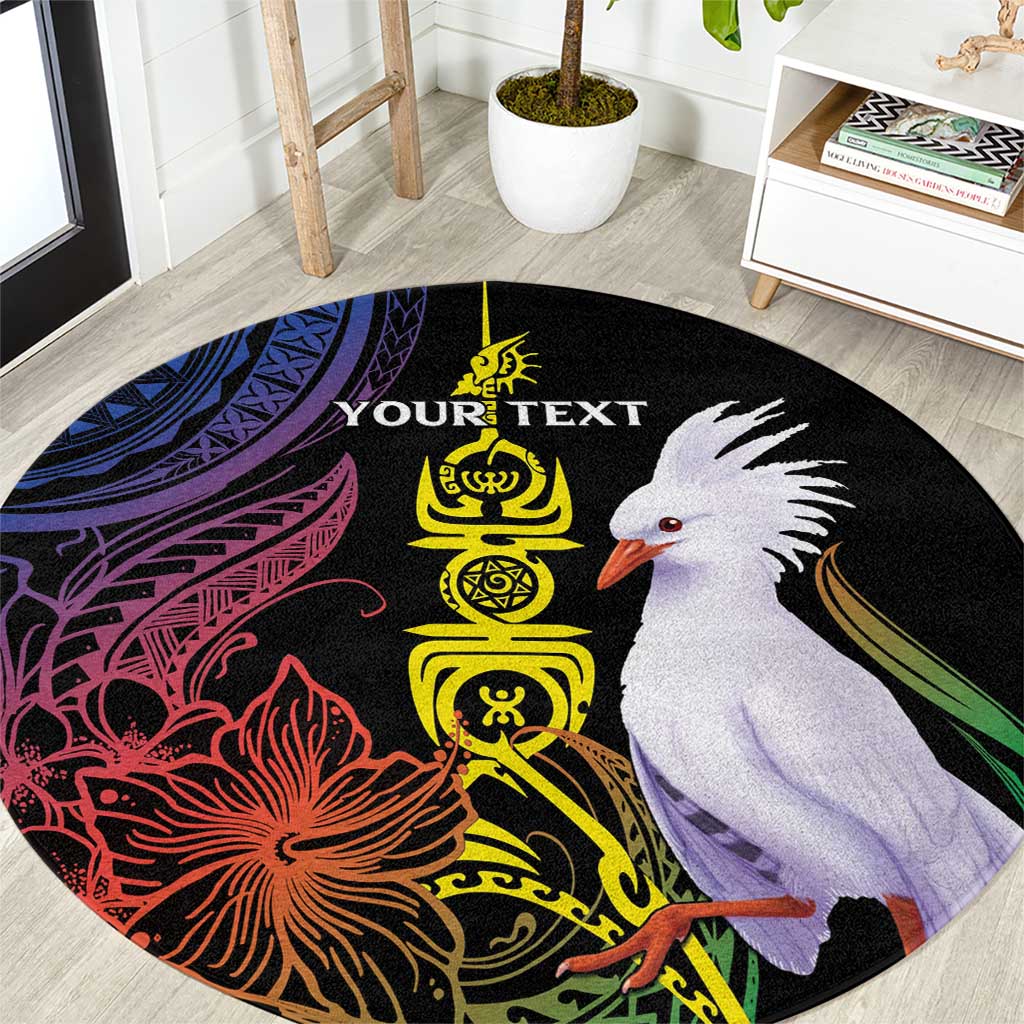 New Caledonia Kanaky Personalized Round Carpet Fleche Faitiere Mix Kagu LT7 Colorful - Polynesian Pride