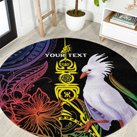 New Caledonia Kanaky Personalized Round Carpet Fleche Faitiere Mix Kagu LT7 Colorful - Polynesian Pride