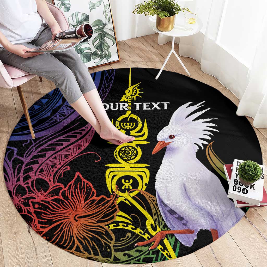 New Caledonia Kanaky Personalized Round Carpet Fleche Faitiere Mix Kagu LT7 - Polynesian Pride