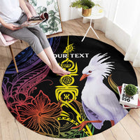 New Caledonia Kanaky Personalized Round Carpet Fleche Faitiere Mix Kagu LT7 - Polynesian Pride