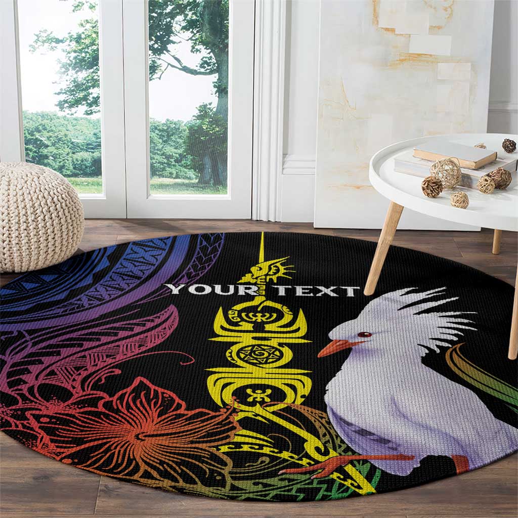 New Caledonia Kanaky Personalized Round Carpet Fleche Faitiere Mix Kagu LT7 - Polynesian Pride