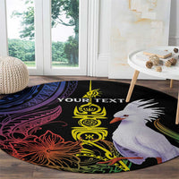 New Caledonia Kanaky Personalized Round Carpet Fleche Faitiere Mix Kagu LT7 - Polynesian Pride