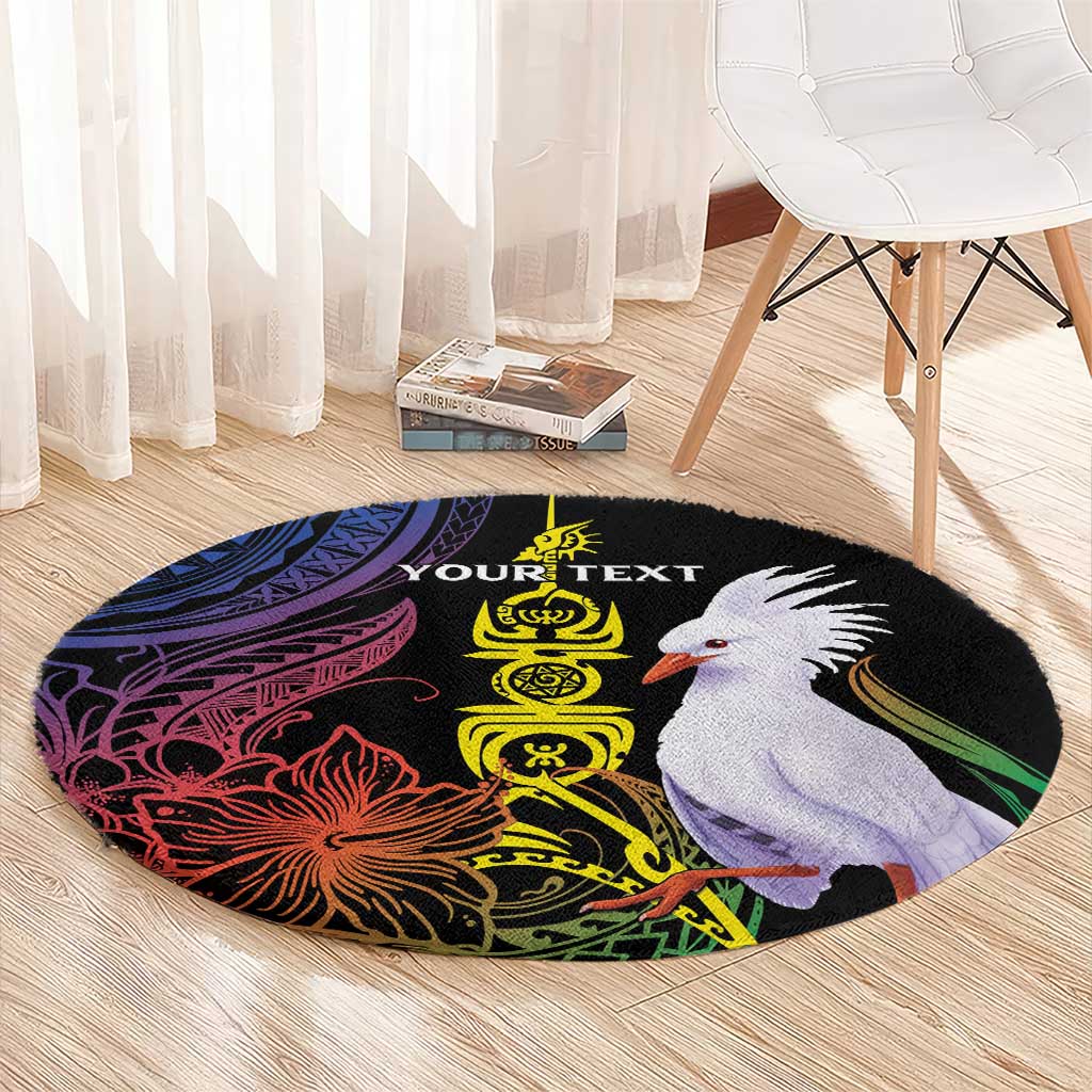New Caledonia Kanaky Personalized Round Carpet Fleche Faitiere Mix Kagu LT7 - Polynesian Pride