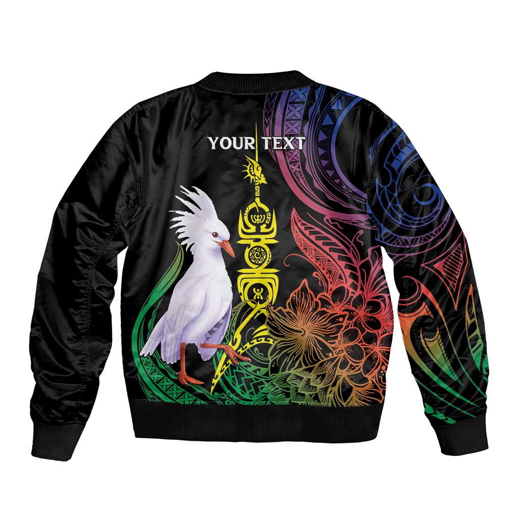 New Caledonia Kanaky Personalized Sleeve Zip Bomber Jacket Fleche Faitiere Mix Kagu LT7 - Polynesian Pride