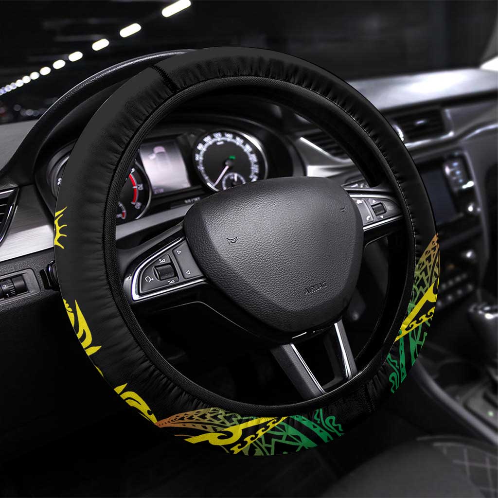 New Caledonia Kanaky Steering Wheel Cover Fleche Faitiere Mix Kagu LT7 Universal Fit Colorful - Polynesian Pride