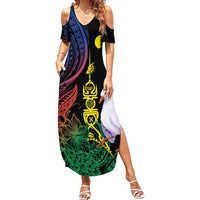 New Caledonia Kanaky Personalized Summer Maxi Dress Fleche Faitiere Mix Kagu LT7 Women Colorful - Polynesian Pride