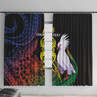 New Caledonia Kanaky Personalized Window Curtain Fleche Faitiere Mix Kagu LT7 With Hooks Colorful - Polynesian Pride