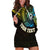 Personalised Vanuatu Hoodie Dress Turtle Chest Tattoo Flag Color - Torba LT7 - Polynesian Pride