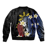 Personalized Philippines Tribal Bomber Jacket Tropical Waves - Plumeria LT7 - Polynesian Pride