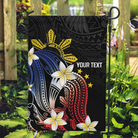 Personalized Philippines Tribal Garden Flag Tropical Waves - Plumeria LT7 Garden Flag Black - Polynesian Pride