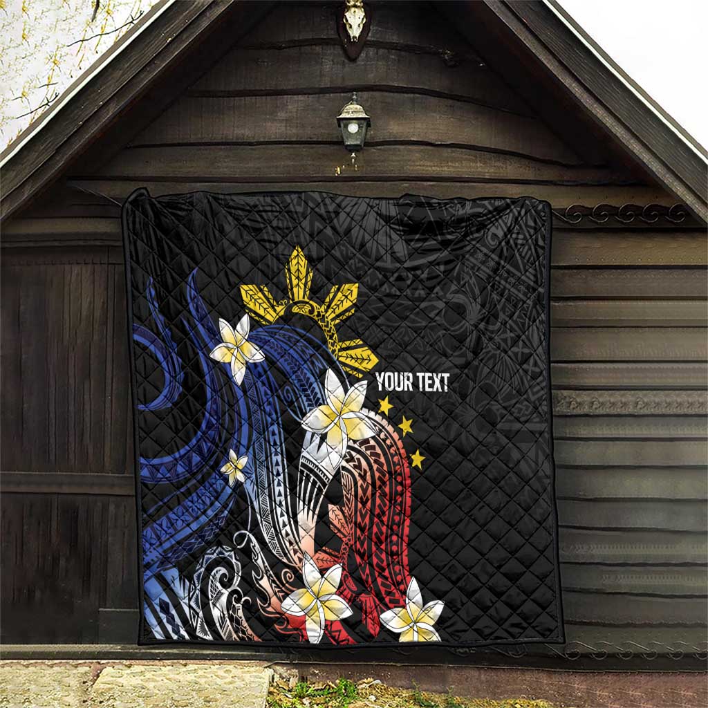 Personalized Philippines Tribal Quilt Tropical Waves - Plumeria LT7 - Polynesian Pride
