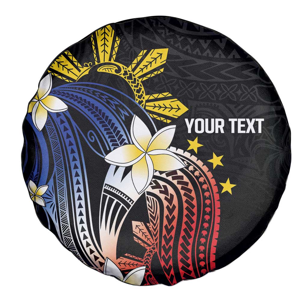 Personalized Philippines Tribal Spare Tire Cover Tropical Waves - Plumeria LT7 - Polynesian Pride