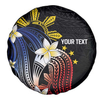Personalized Philippines Tribal Spare Tire Cover Tropical Waves - Plumeria LT7 - Polynesian Pride