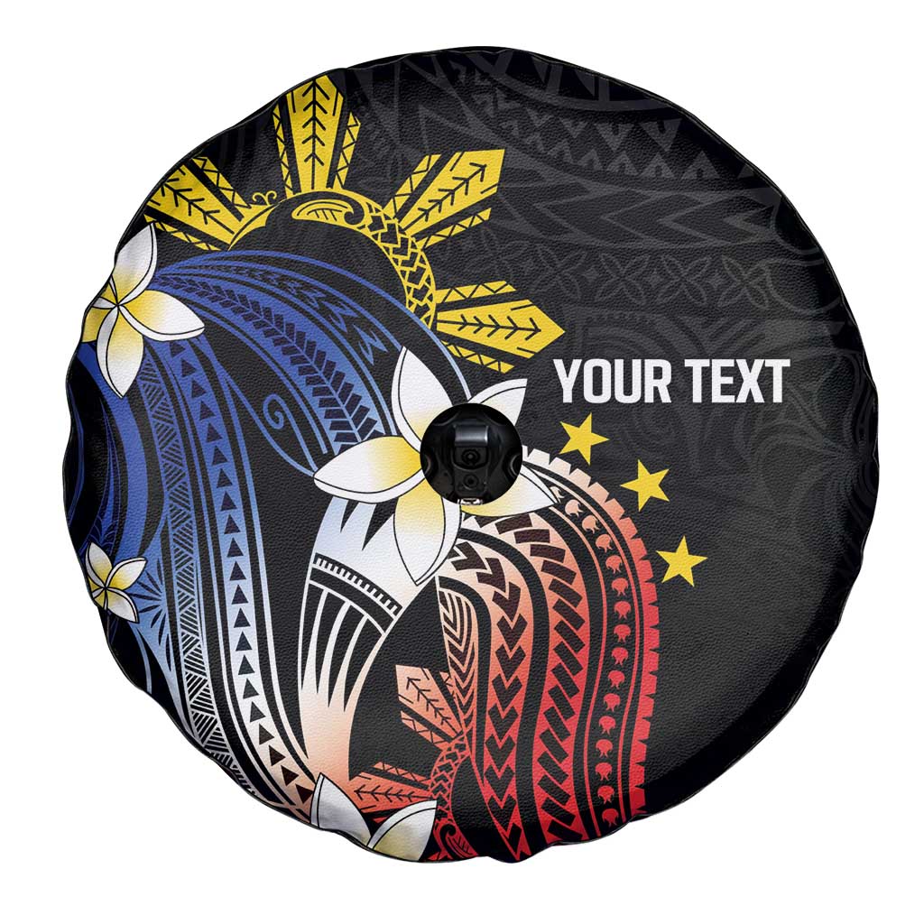 Personalized Philippines Tribal Spare Tire Cover Tropical Waves - Plumeria LT7 - Polynesian Pride