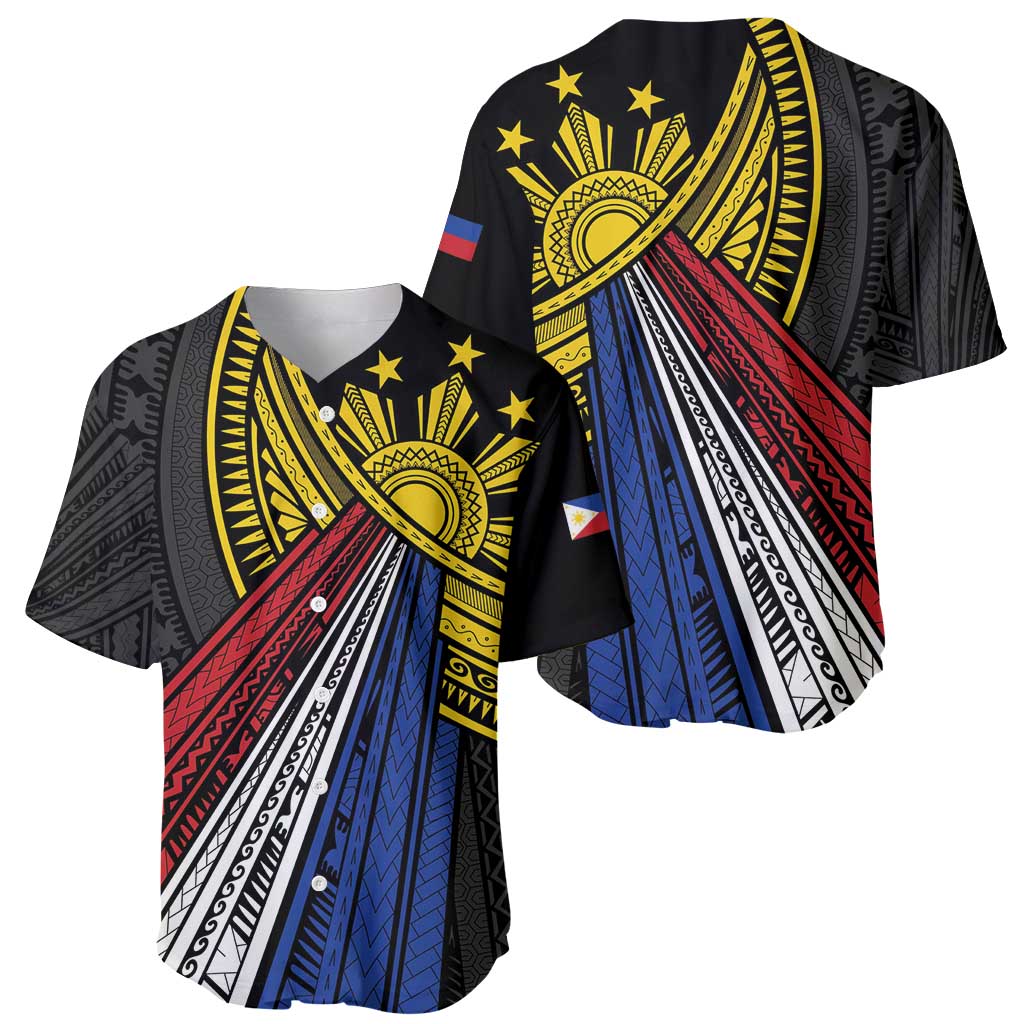 Philippines Sun Baseball Jersey Pasifika Tribal Style LT7 - Polynesian Pride