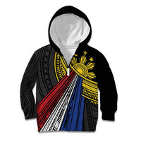 Philippines Sun Kid Hoodie Pasifika Tribal Style LT7 Zip Hoodie Black - Polynesian Pride