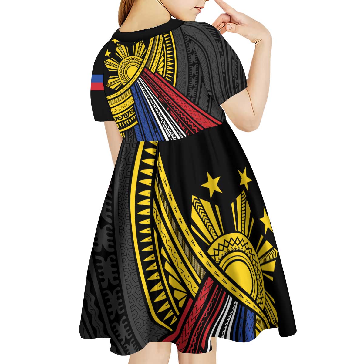 Philippines Sun Kid Short Sleeve Dress Pasifika Tribal Style LT7 - Polynesian Pride
