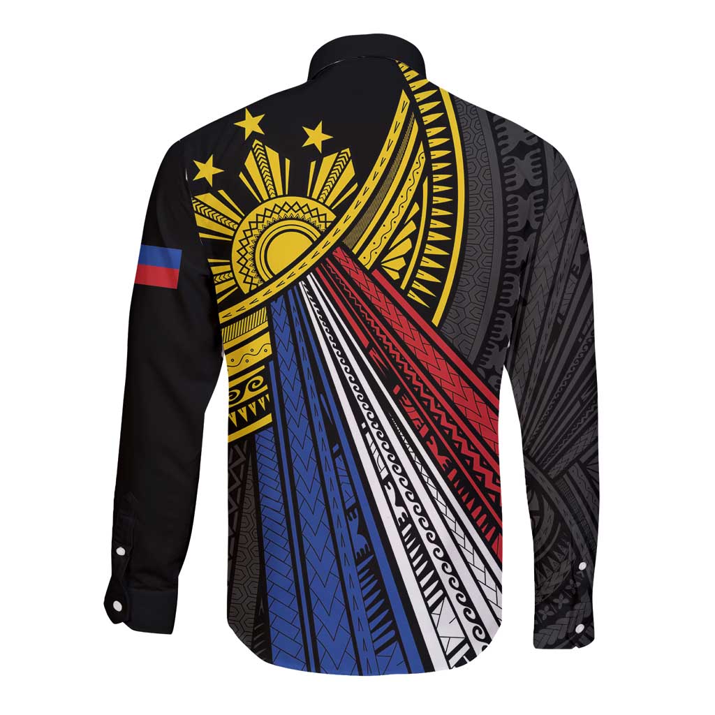Philippines Sun Long Sleeve Button Shirt Pasifika Tribal Style LT7 - Polynesian Pride