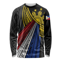 Philippines Sun Long Sleeve Shirt Pasifika Tribal Style LT7 Unisex Black - Polynesian Pride