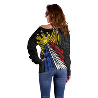 Philippines Sun Off Shoulder Sweater Pasifika Tribal Style LT7 - Polynesian Pride