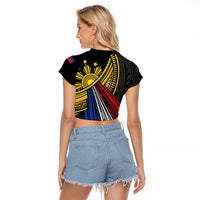 Philippines Sun Raglan Cropped T Shirt Pasifika Tribal Style LT7 - Polynesian Pride
