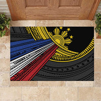 Philippines Sun Rubber Doormat Pasifika Tribal Style LT7 Black - Polynesian Pride