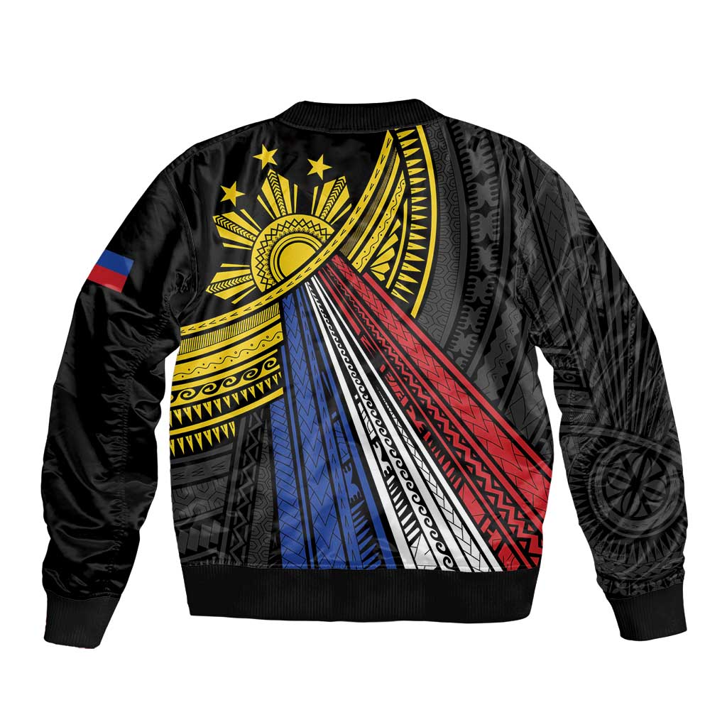Philippines Sun Sleeve Zip Bomber Jacket Pasifika Tribal Style LT7 - Polynesian Pride