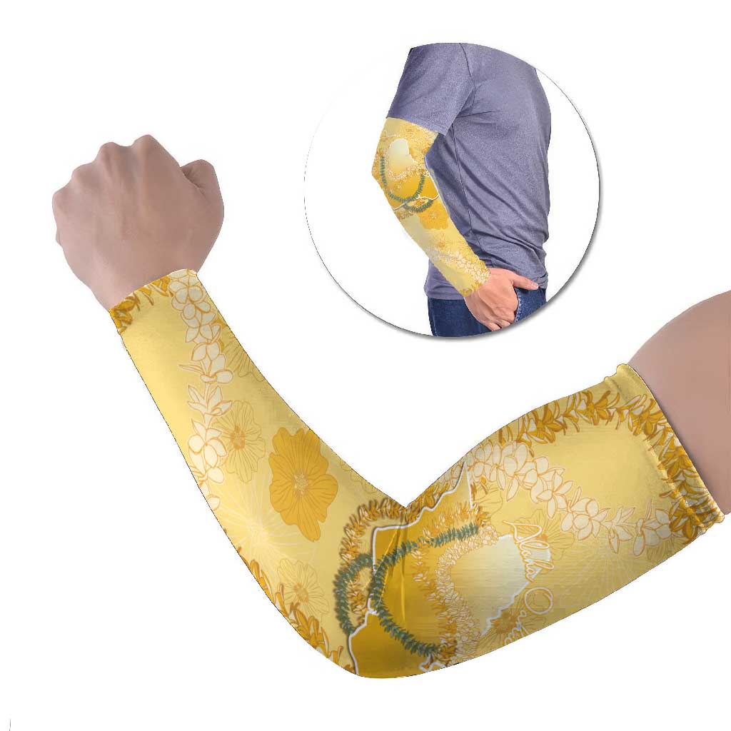Hawaii Oahu Island Flowers Lei Arm Sleeves Yellow Ilima Mix Plumeria LT7 Set of 2 Yellow - Polynesian Pride