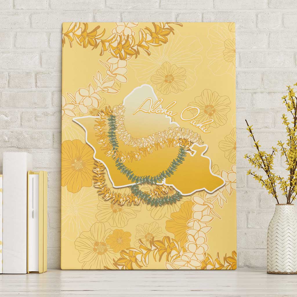 Hawaii Oahu Island Flowers Lei Canvas Wall Art Yellow Ilima Mix Plumeria LT7 Without Frame Yellow - Polynesian Pride