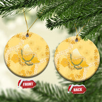 Hawaii Oahu Island Flowers Lei Ceramic Ornament Yellow Ilima Mix Plumeria LT7 Circle Yellow - Polynesian Pride