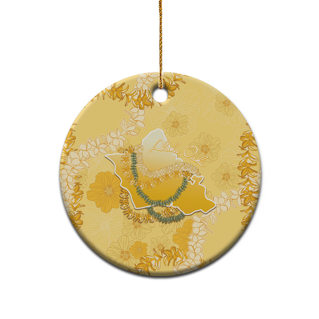 Hawaii Oahu Island Flowers Lei Ceramic Ornament Yellow Ilima Mix Plumeria LT7 - Polynesian Pride
