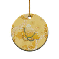 Hawaii Oahu Island Flowers Lei Ceramic Ornament Yellow Ilima Mix Plumeria LT7 - Polynesian Pride