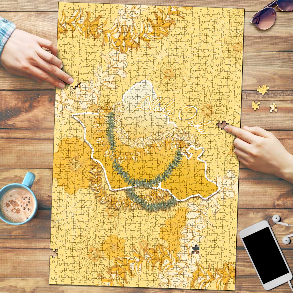 Hawaii Oahu Island Flowers Lei Puzzle Yellow Ilima Mix Plumeria LT7 Yellow - Polynesian Pride