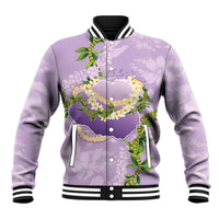 Hawaii Kauai Island Flowers Lei Baseball Jacket Mokihana Lei LT7 Unisex Lavender - Polynesian Pride