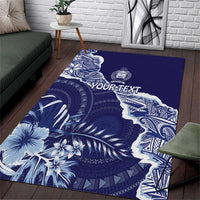 Fiji Queen Victoria School Personalised Area Rug Masi Tapa Torn Style LT7 Blue - Polynesian Pride