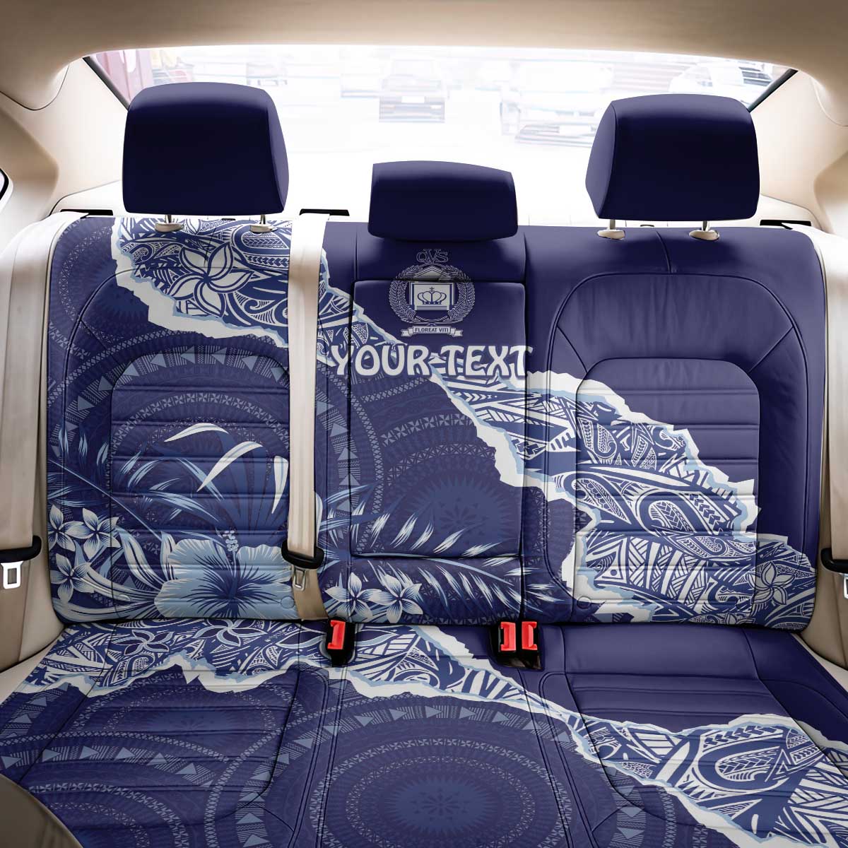 Fiji Queen Victoria School Personalised Back Car Seat Cover Masi Tapa Torn Style LT7 - Polynesian Pride