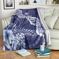 Fiji Queen Victoria School Personalised Blanket Masi Tapa Torn Style LT7 Blue - Polynesian Pride