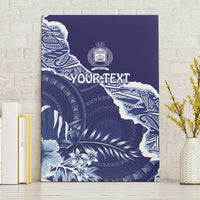 Fiji Queen Victoria School Personalised Canvas Wall Art Masi Tapa Torn Style LT7 Without Frame Blue - Polynesian Pride