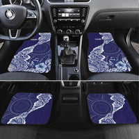 Fiji Queen Victoria School Personalised Car Mats Masi Tapa Torn Style LT7 Set 4pcs Blue - Polynesian Pride