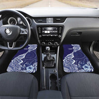 Fiji Queen Victoria School Personalised Car Mats Masi Tapa Torn Style LT7 Set 2pcs - Front Blue - Polynesian Pride