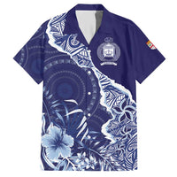 Fiji Queen Victoria School Personalised Hawaiian Shirt Masi Tapa Torn Style LT7 Blue - Polynesian Pride