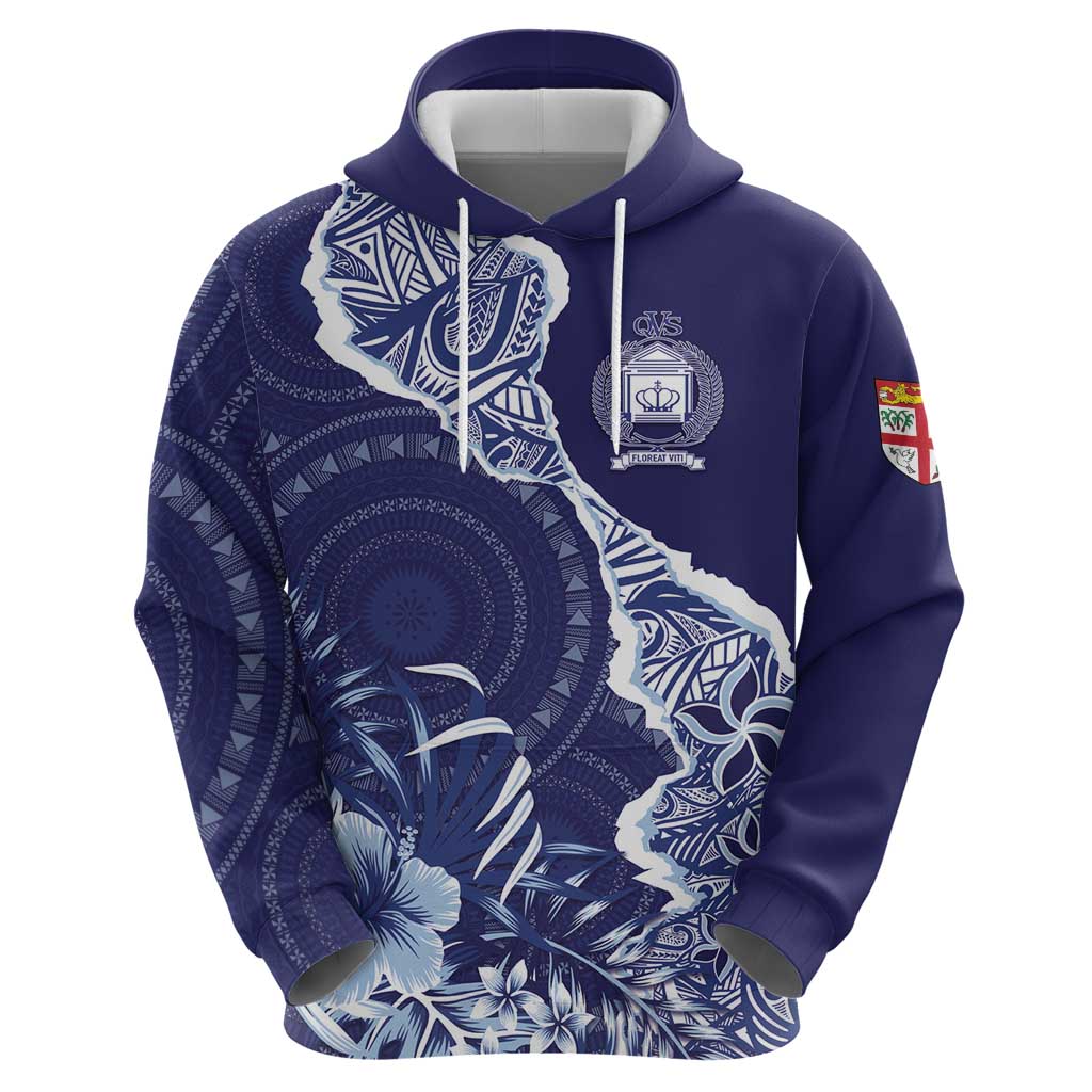 Fiji Queen Victoria School Personalised Hoodie Masi Tapa Torn Style LT7 - Polynesian Pride