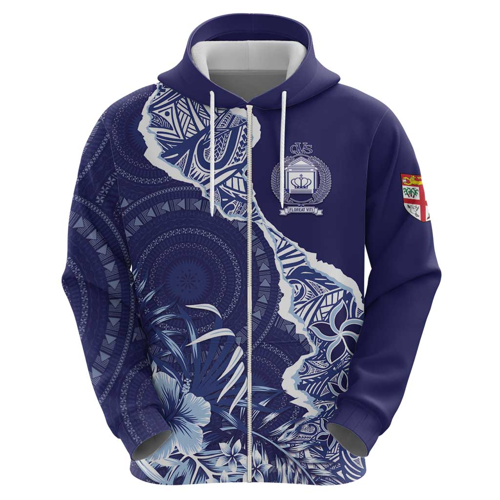 Fiji Queen Victoria School Personalised Hoodie Masi Tapa Torn Style LT7 - Polynesian Pride