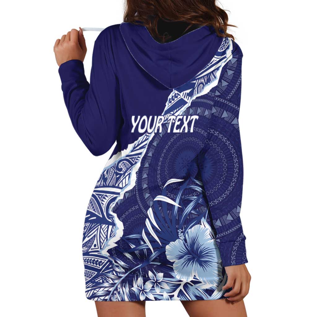 Fiji Queen Victoria School Personalised Hoodie Dress Masi Tapa Torn Style LT7 - Polynesian Pride