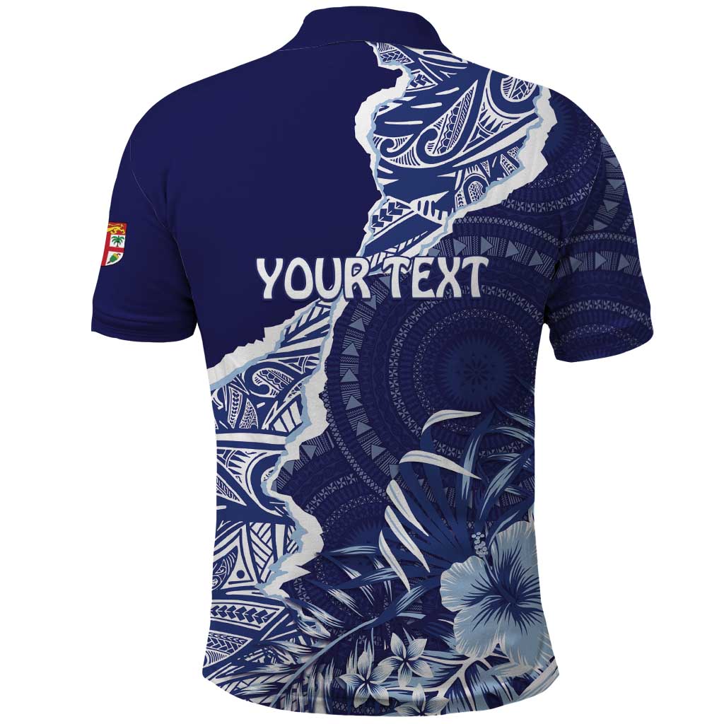 Fiji Queen Victoria School Personalised Polo Shirt Masi Tapa Torn Style LT7 - Polynesian Pride