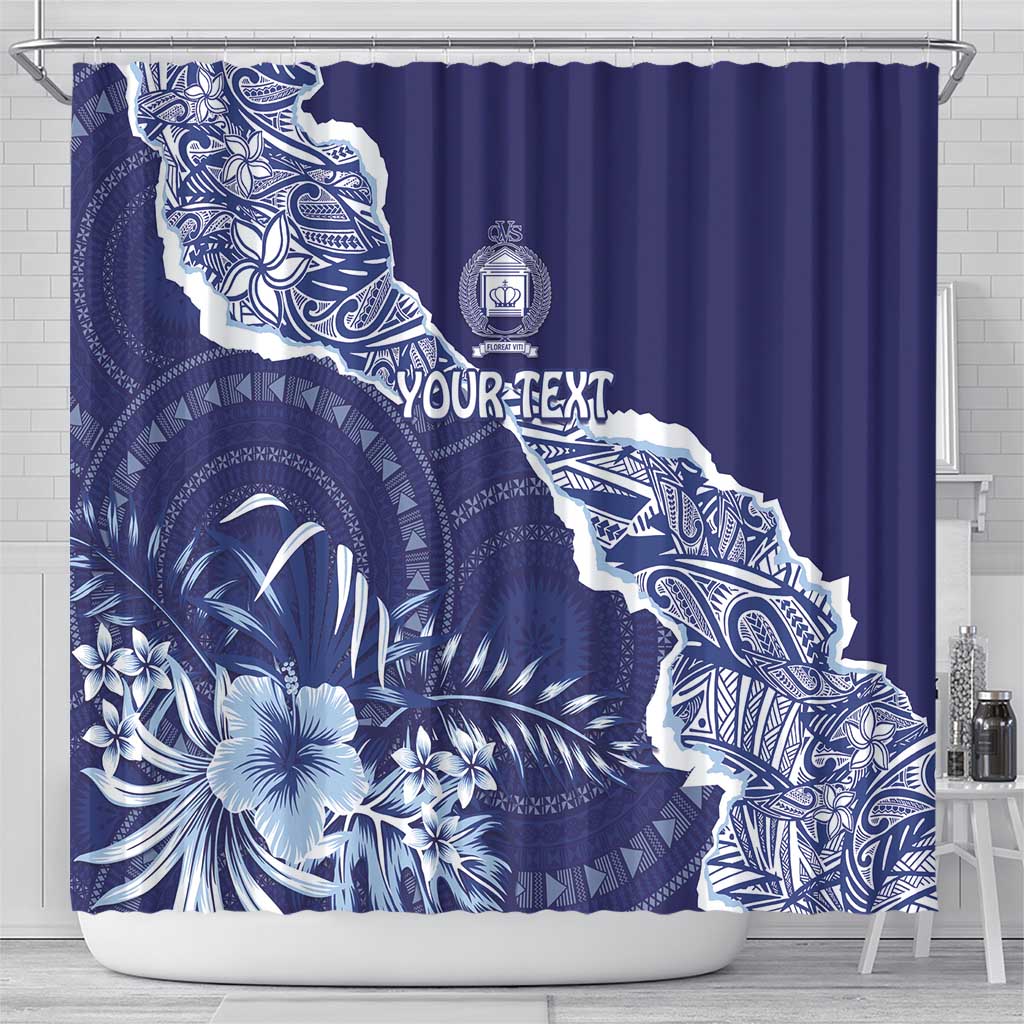 Fiji Queen Victoria School Personalised Shower Curtain Masi Tapa Torn Style LT7 - Polynesian Pride