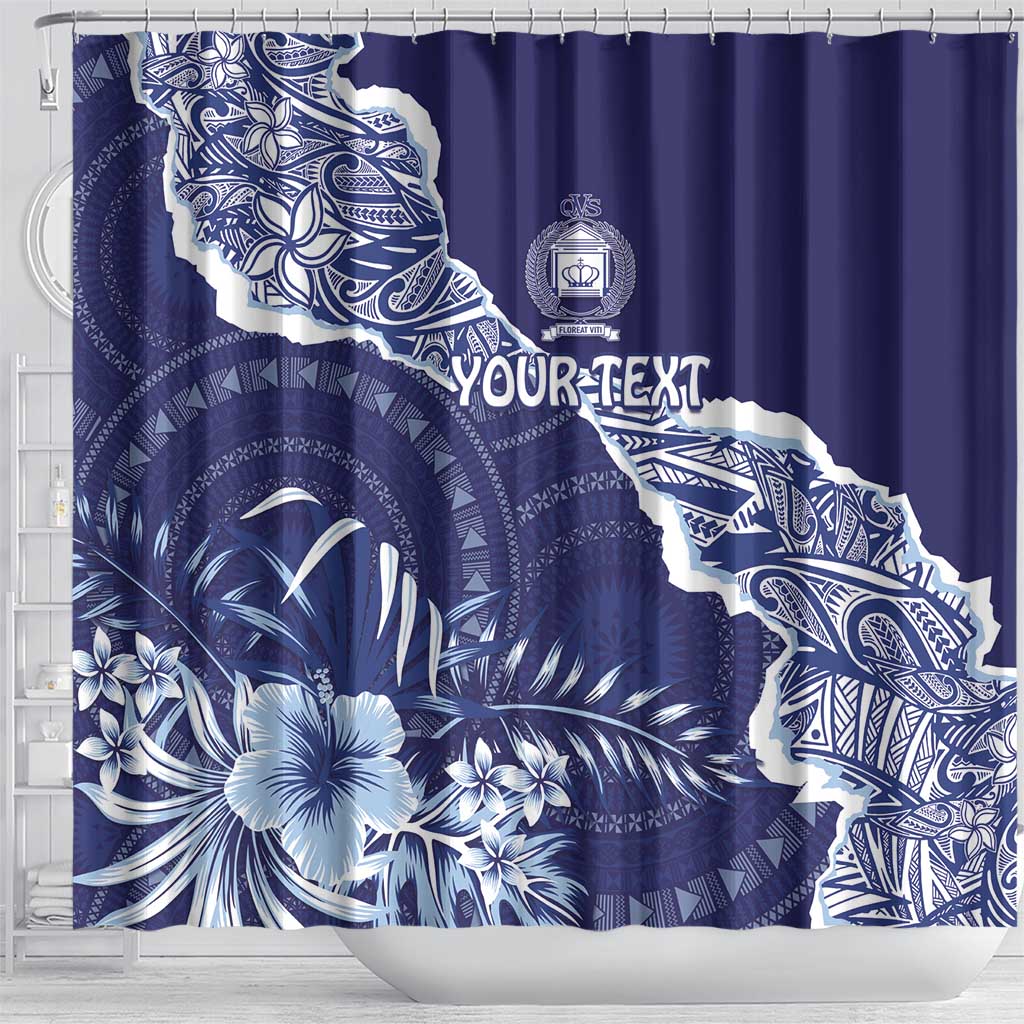 Fiji Queen Victoria School Personalised Shower Curtain Masi Tapa Torn Style LT7 - Polynesian Pride