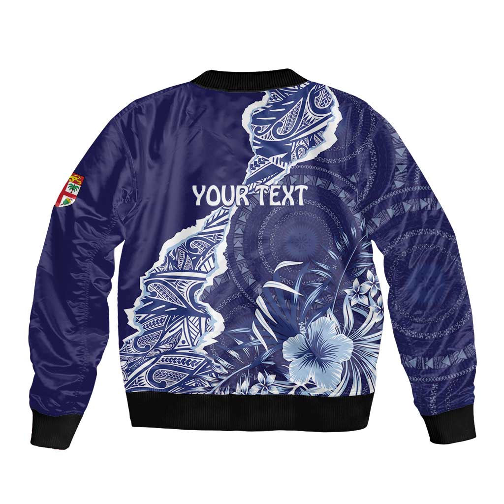 Fiji Queen Victoria School Personalised Sleeve Zip Bomber Jacket Masi Tapa Torn Style LT7 - Polynesian Pride